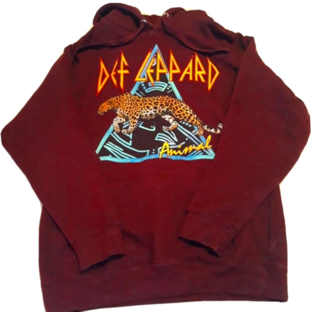 Def Leppard Animal Maroon Hoodie Sweatshirt Size Small S Officially Licensed